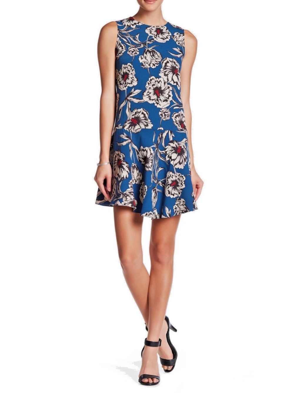 Cooper & Ella Floral Blue Sleeveless Dress Size Small EUC Looks new
